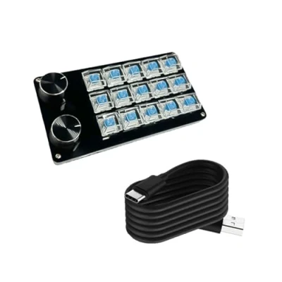 Image de ZEPFJHE Clavier Macro Personnalisable avec Double Bouton 9 Touches/10 Touches/12 Touches/15 Touches Jeu Mécanique Programmable