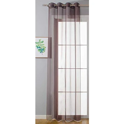 Image de Rideau à œillets « Uni » Transparent H x l : 225 140 cm Marron Fermeture par Ruban pour Salon 20332 cn