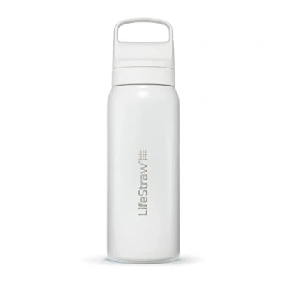 Image de LifeStraw Go Series — Gourde filtrante en inox 700ml pour les voyages et l’utilisation quotidienne. Élimine bactéries, parasites microplastiques, améliore le goût, Polar White (blanc)