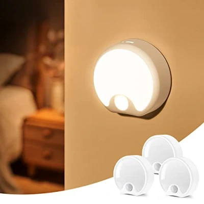 Image de Veilleuse Bébé LED [3PC] Automatique, 50LM+USB Recargable Lampe Detecteur de Mouvement Interieur,3 Modes(AUTO/ON/Off) Enfant Bébé, sans Fil,Veilleuse