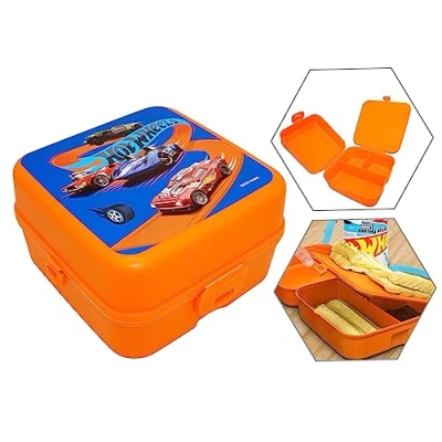 Image de HOVUK Hot Wheels Boîte à déjeuner pour garçon de 14 cm, 3 compartiments, passe au micro ondes, sans BPA, l&#039;école et cadeau d&#039;anniversaire ans plus