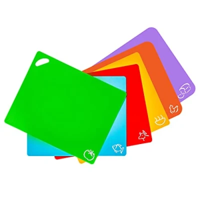 Image de Axer 6 pcs Planches à Découper Plastiques Code Couleur Grande Planche Plastique sans BPA Set Extensible