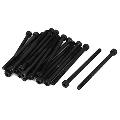 Image de sourcing map 25pcs M4x60mm Vis à Tête Cylindrique Six Pans Creux Hexagonale Boulon Demi Filetage en Acier Allié 12.9 Noir