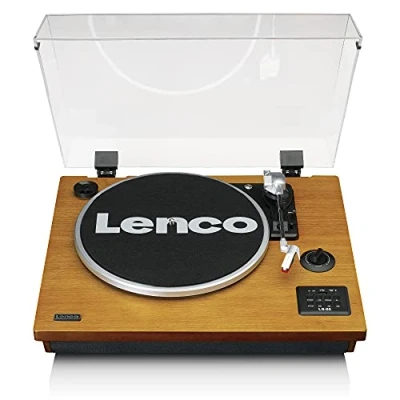 Image de Lenco Platine Vinyle Bluetooth LS 55 Tourne disque avec haut parleurs intégrés Encodage direct MP3 sur support de stockage 2 x 5 Watt RMS Entrée USB AUX Marron