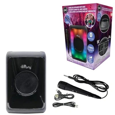 Image de Lexibook, iParty®, Enceinte Bluetooth® Portable avec Micro, Puissant Volume sonore, Effets Lumineux Multicolores, Batterie Rechargeable, K8320