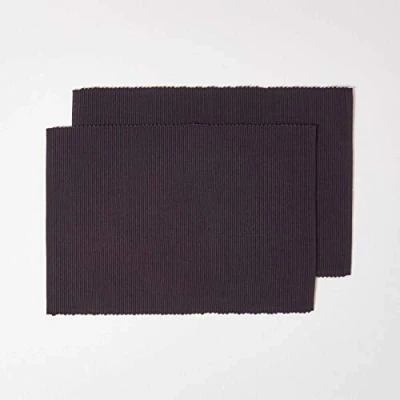 Image de HOMESCAPES Set de table en coton Lot 2, Linge uni Noir, 30 x 45 cm