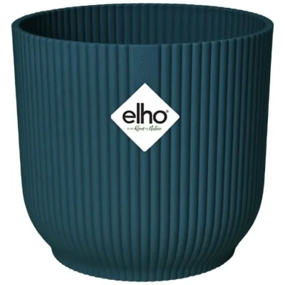 Image de Elho Vibes Fold Rond 22 Pot De Fleurs pour Intérieur Plastique 100% Recyclé Ø 22.0 x H 20.2 cm Bleu/Bleu Foncé