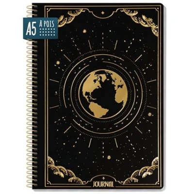 Image de paper&amp;you® Bullet Journal à pois A5 avec reliure spirale « New Adventures » 160 pages Carnet spirale, bloc notes durable et respectueux du climat