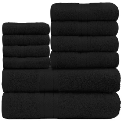 Image de GC GAVENO CAVAILIA Lot de 10 Serviettes Bain Douces absorbantes d&#039;eau qualité supérieure, 4 pour Le Visage, Les Mains, 2 Bain, 450 g/m², lavables,