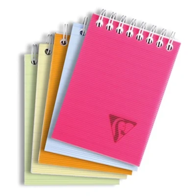 Image de Clairefontaine 328666C Collection Linicolor Fresh Un Bloc à Spirale A7 7,5x10,5 cm 160 Pages Détachables Lignées Papier Blanc 90 g Couverture Polypro Transparent Couleur Aléatoire