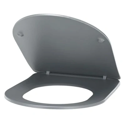 Image de Abattant WC couleur Anthracite universel clipsable/nettoyage facile lunette de toilettes Thermodur extra plat frein chute forme D NOYON &amp; THIEBAULT