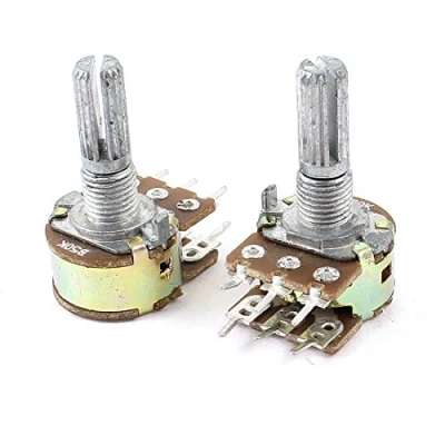 Image de sourcing map B50K 50 K ohms 6 Épingle gle s Split Shaft pieds linéaires potentiomètre rotatif double 2Pcs