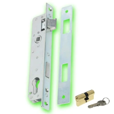 Image de DECO FER FORGE Serrure a Encastrer Pour Porte Portail 1 point Reversible Din Droite Gauche Cle incluse Contre plaque Tetiere bouts ronds Interieur Exterieur Durabilité Superieure Verrouillage Rapide