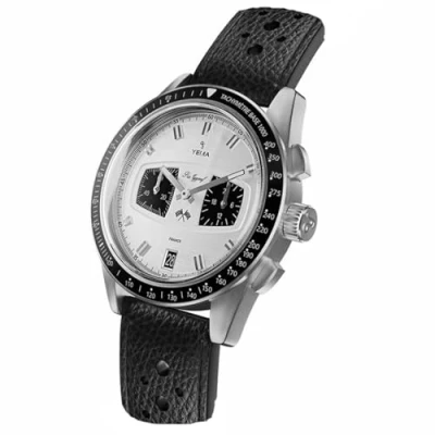Image de YEMA Rallygraf Panda Acier Hybride Mécanique Quartz Cuir Blanc Montre Homme, Noir