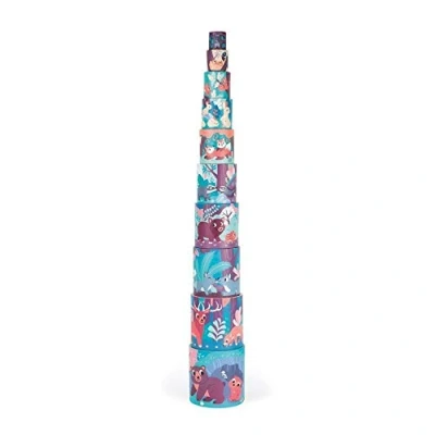 Image de Janod Stacking Tower Forest Animals Blocs de construction pour enfants, Taille: One Size, Multi coloured