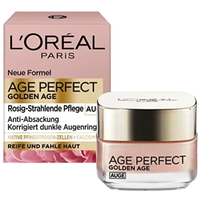 Image de LOréal Paris Soin des yeux, Age Perfect Golden Age, crème anti âge pour les éclaircissante et affaissement, peaux matures ternes, avec extrait de pivoine calcium B5, 15 ml
