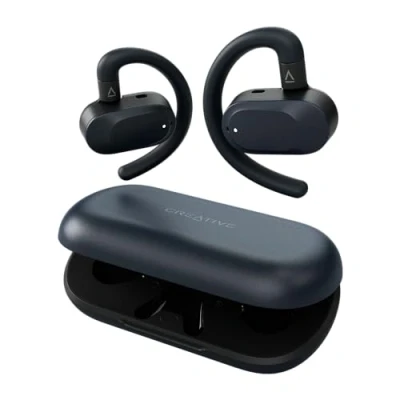 Image de CREATIVE Outlier Go Écouteurs sans Fil Ouverts avec Ajustement réglable et Crochets Auriculaires, jusqu&#039;à 26 Heures d&#039;autonomie Totale, Deux Microphones, Bluetooth 5.4, résistant à l&#039;eau IPX4 (Bleu