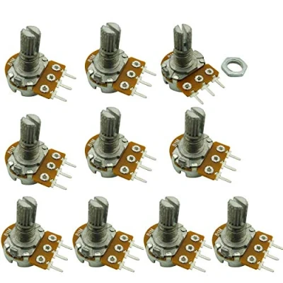 Image de Aihasd 10pcs B1M 1M Ohm Adjustment Single linéaire Rotary Taper potentiomètre Shaft 15 mm