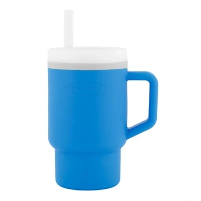 Image de Infantino Ma Première Tasse Adorable 255ml avec Paille Antifuite et Poignée Adaptée aux Tout Petits, Favorise l&#039;Hydratation, Facile à Nettoyer, Bleu Océan