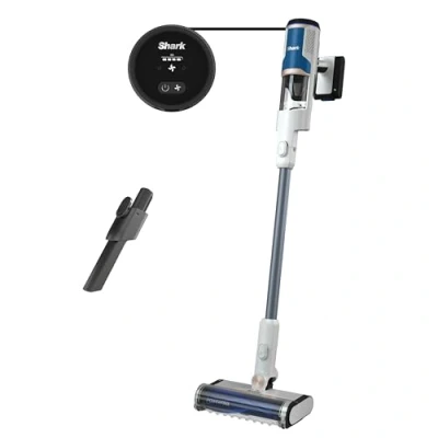 Image de Shark Aspirateur sans fil avec FloorDetect, Anti emmêlement &amp; PowerFins, Autonomie de 40 minutes Batterie Amovible et écran LED, Mode Portable Outil pour recoins, Blanc, BU1120EU