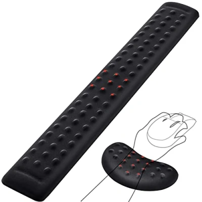 Image de Gimars Repose Poignet Clavier, Reposes Poignets Souris et Clavier avec Points de Massage, Main Support Tapis Ergonomique Base Antidérapante en PU pour Gamer