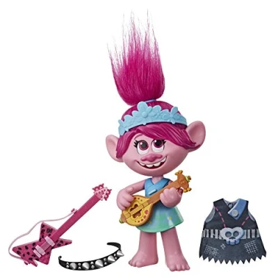 Image de TROLLS DREAMWORKS World Tour Pop to Rock Poppy Poupée chantante avec 2 Looks et Sons différents, Jouet Chante Les veulent Juste s&#039;amuser