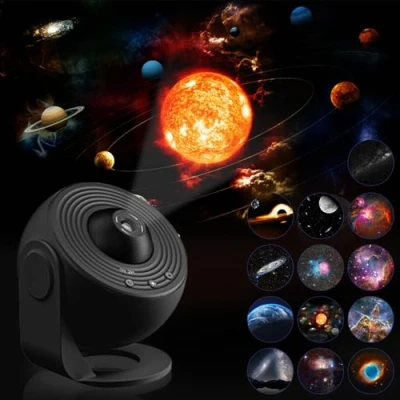 Image de Projecteur Galaxie d&#039;étoiles Planétarium avec 13 Disques Film HD, Lune, Système Solaire, Nébuleuse, Etoiles Ciel Lampe de minuterie, Angle Réglable 360