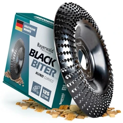 Image de Bayerwald Black Biter Disque à râper courbé/rond Ø 125 mm x 22,2 Ponçage rapide et grossier du bois des matériaux en Pour meuleuse d&#039;angle