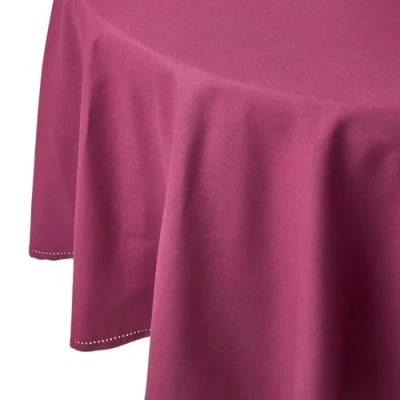 Image de HOMESCAPES Nappe de Table Ronde, Linge en Coton uni Prune 178 cm