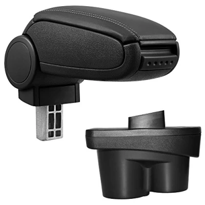 Image de Accoudoir central avec compartiment rembourré cuir synthétique noir des coutures noirs