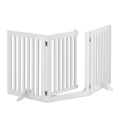 Image de Relaxdays Barrière de sécurité Non Fixe, Porte, Pliable, Pieds, H x L : 70 154 cm, pour Enfants et Chiens, Blanche