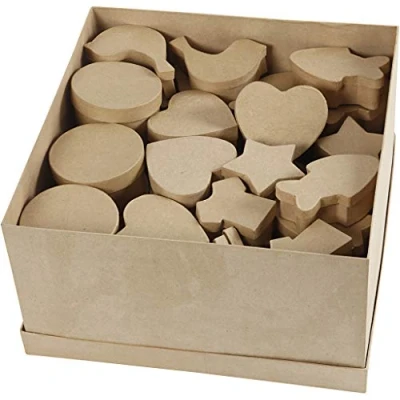 Image de Assortiment de boîtes en papier mâché 7 formes différentes 6 à 11 cm 63 pcs