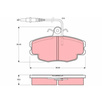 Image de TRW GDB114 Jeu de plaquettes frein contact signal d&#039;usure inclus avec vis d&#039;étrier accessoires CITROËN: ZX 3/5 portes, Break