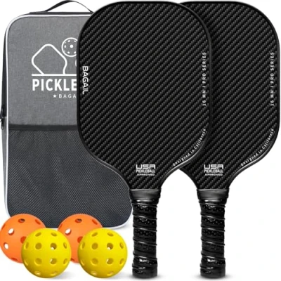 Image de BAGAIL Ensemble de Raquettes Pickleball, Pickleball avec 4 Balles, Légères Absorption des Chocs élevée Ergonomique, Adaptées aux Jeux en Intérieur et Extérieur