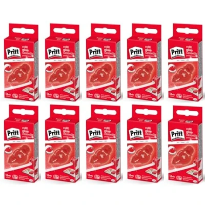 Image de Pritt Rouleau de Colle Recharge Permanente Application Précise Ruban Premium avec Nid d&#039;Abeille Adhésif Longueur du 16 Mètres Largeur 8.4mm Lot 10