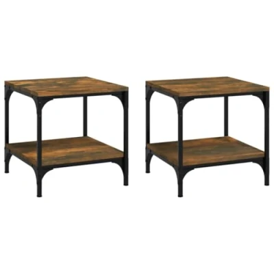 Image de vidaXL Tables d&#039;appoint 2 pcs Chêne fumé 40x40x40 cm Bois d&#039;ingénierie