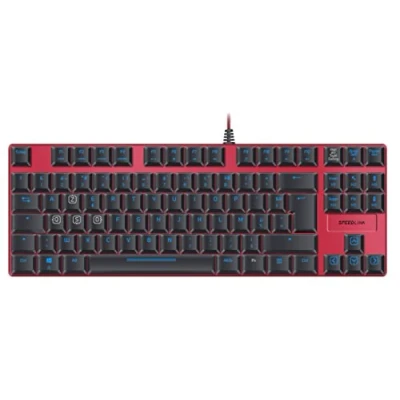 Image de Speedlink ULTOR Illuminated Mechanical Gaming Keyboard FR Layout Clavier de Gamer Professionnel à Touches Mécaniques (Touches Macro,Rétro Éclairage), Noir Rouge