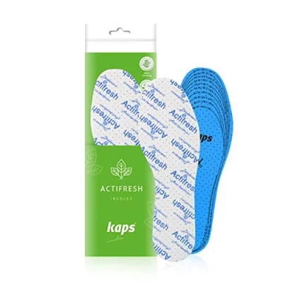 Image de Kaps Actifresh Semelles Hygiéniques Fraîcheur avec Technologie Antibactérienne par Sanitized, Fabriquées en Europe, Toutes Tailles Disponibles, Ajustable à Découper