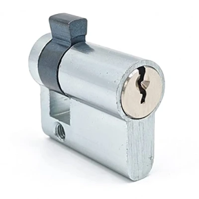 Image de geba DIN18252 Demi cylindre profilé en aluminium pour interrupteur à clé avec noyau laiton, position du nez de fermeture 0, non réglable, longueur : 40 mm, 3 clés