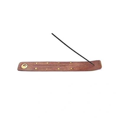 Image de Coco Papaya Porte encens en Bois Motif Yin Yang pour bâtons