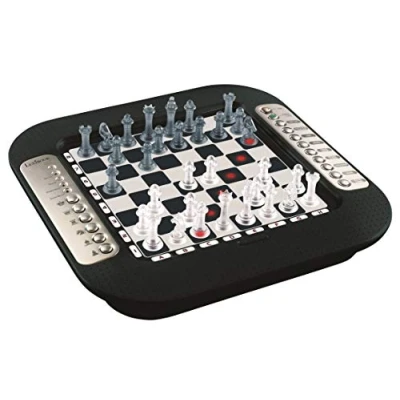 Image de Lexibook CG1335 Chessman FX Jeu d&#039;échecs électronique avec clavier tactile et effets sonores lumineux 32 pièces 64 Difficulté de société familial Noir/argent, 2 joueurs