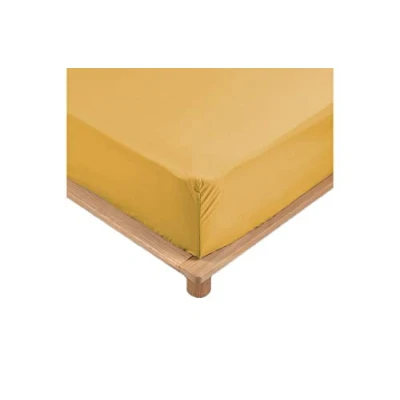 Image de Drap Housse Percale 100% Coton 10 Coloris Différents Tailles différentes 90 X 190cm 140 160 200cm 180 Bonnet De 30cm (Jaune, 140x190 cm)