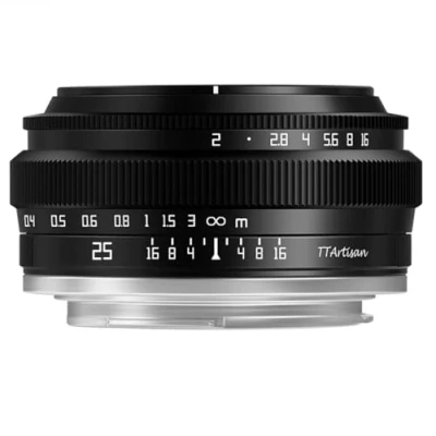 Image de TTArtisan APS C Objectif 25 mm F2 Corps métallique Compatible avec Monture M43 Noir