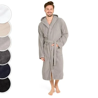 Image de Blumtal peignoir de bain homme, homme doux et moelleux coton avec capuche doublée velours éponge, certifié Oeko TEX®, Taille L, Gris