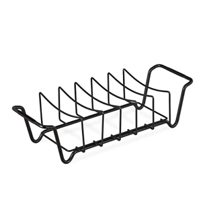 Image de Relaxdays Support de côtes gril, panier rôtissage pour le barbecue, la viande, en acier carbone, des deux côtés, noir