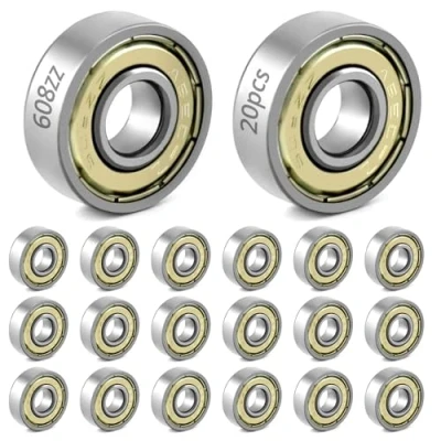 Image de QWORK 20 pièces 608zz roulements à Billes, pour Planches roulettes, Scooters, Patins Roues alignées, 8 mm x 22 7