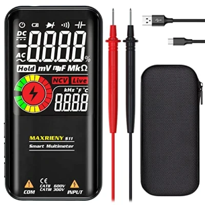 Image de MAXRIENY Multimètre Numérique Rechargeable Voltmètre Intelligent 9999 Compte Testeur Électrique Automatique de Résistance Capacité Fréquence Continuité Diode Cycle travail NCV tension