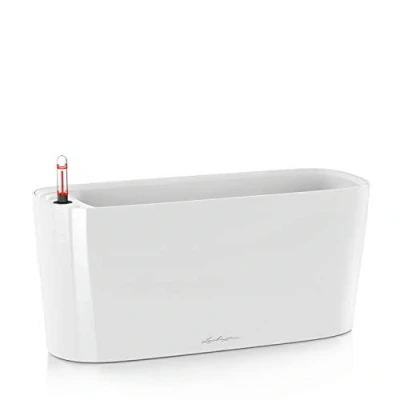 Image de Lechuza Pot de Fleurs d&#039;Interieur Delta 20 Réserve d&#039;Eau Intégrée Coloris Blanc 40 x 15 18 cm