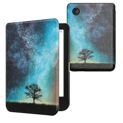Image de kwmobile Étui Compatible avec Kobo Clara BW/Colour Coque à Rabat magnétique Tablette eReader Similicuir Bleu Gris Noir