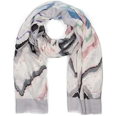 Image de styleBREAKER Écharpe femme avec motif zigzag coloré et accents métalliques, écharpe multicolore en 01016221, couleur:Vert foncé Vert